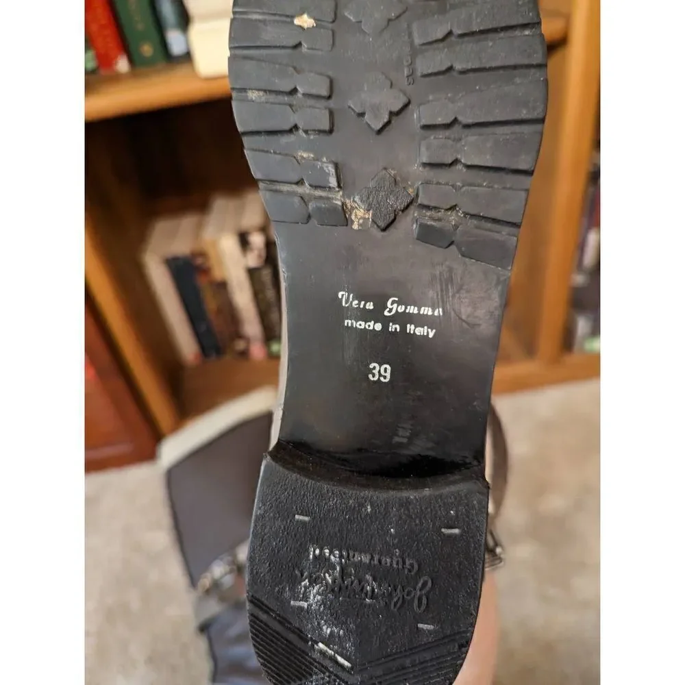 VERA gomma tall fleece lined grey leather tall boot sz 39